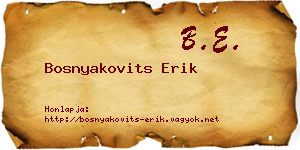 Bosnyakovits Erik névjegykártya